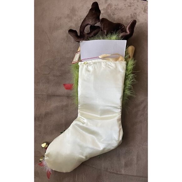 Dept 56 Patience Brewster Krinkles Reindeer Beaded Feathered Stocking New NWT - Picture 4 of 4